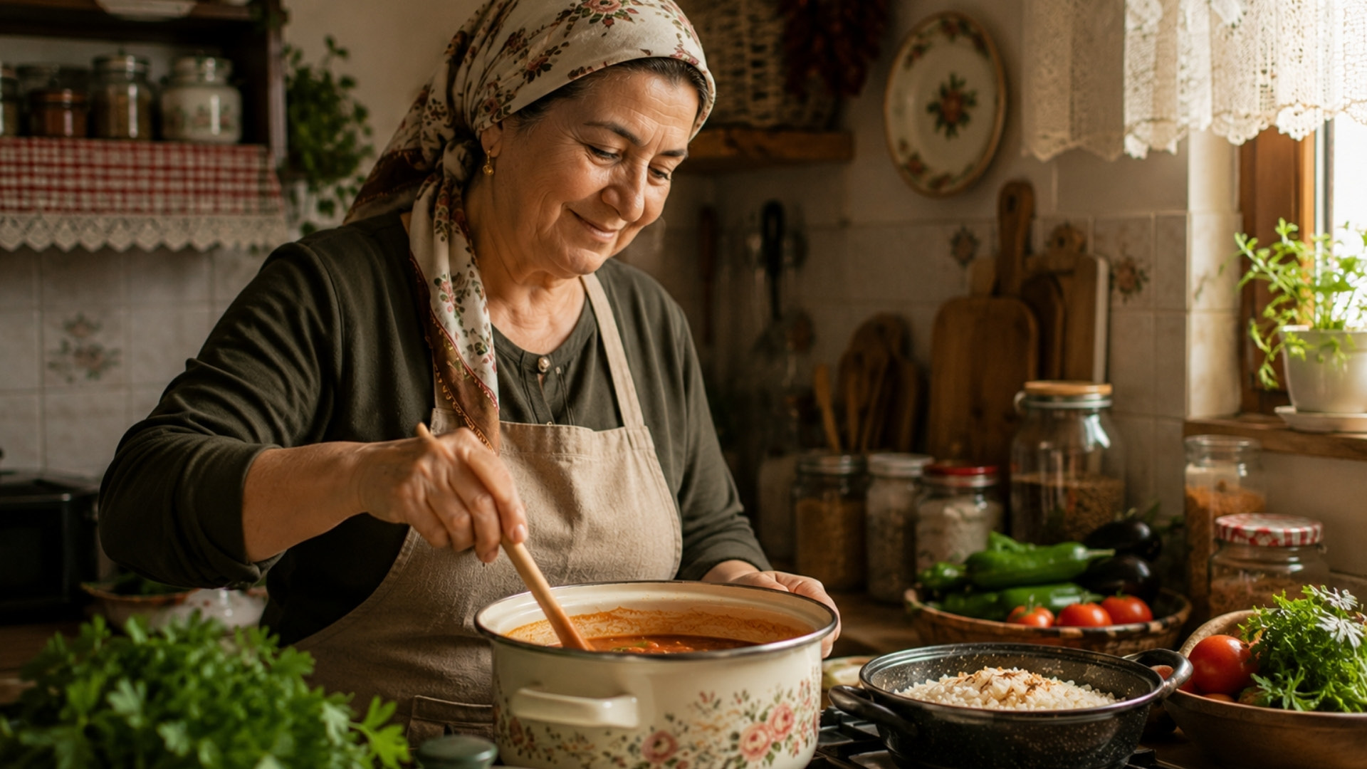 Ev mutfağında günlük yemek hazırlayan bir üretici — Sofra Kapıda